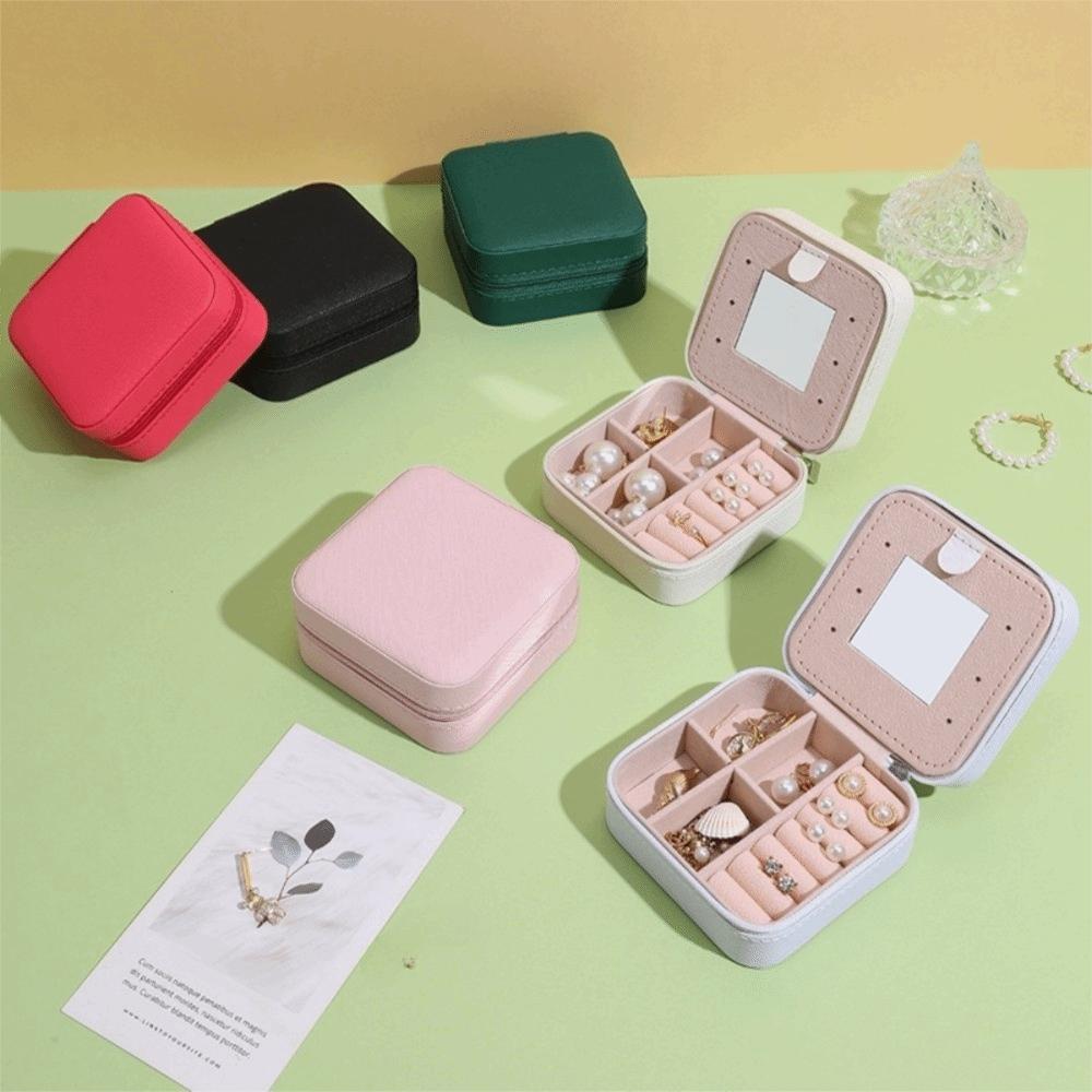 with Mirror Portable Jewelry Box Waterproof Jewelry Display Box Mini Jewelry Storage Box Daily Use