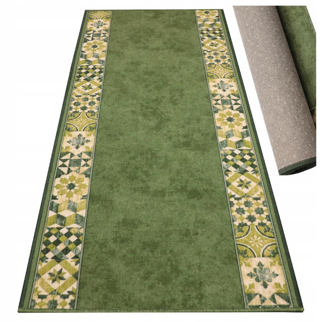 [7] LOMA GREEN 80 x 220cm Rubberized Rug D6989