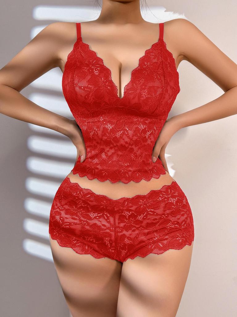 Conjunto Sexy de Renda Sem Fio para Mulheres