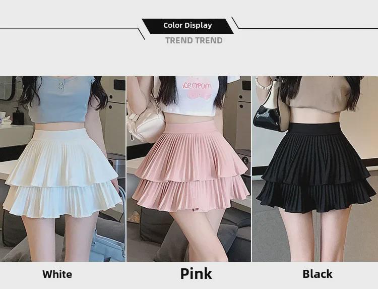 2025 Summer High-Waist Double-Layer Pleated A-Line Tutu Skirt