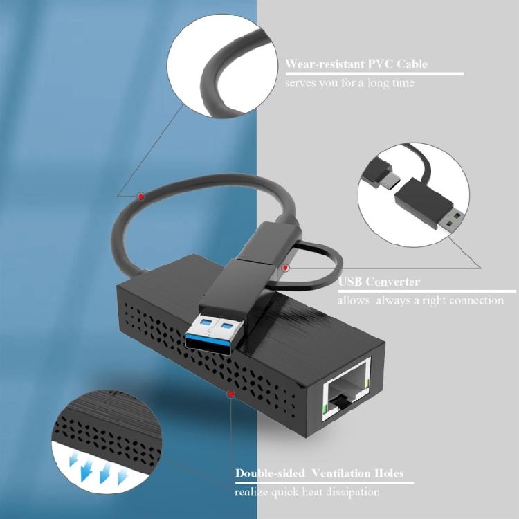 USB Type C to RJ45 2.5Gbps Ethernet Adapter Providing Fast 2500Mbps Internet Access Enhances Productivity