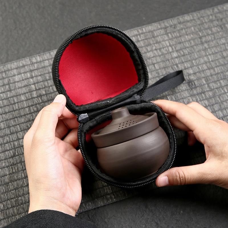 Miniaturní kempingová čajová sada - Nerozbitný keramický sólo hrnek s cestovním pouzdrem Ultralehká přenosná sada na vaření