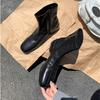 Autumn Design Heel Ankle Boot Fashion Square Toe Zipper Ladies Casual Chelsea Boots Shoes Soft Leather Short Boot