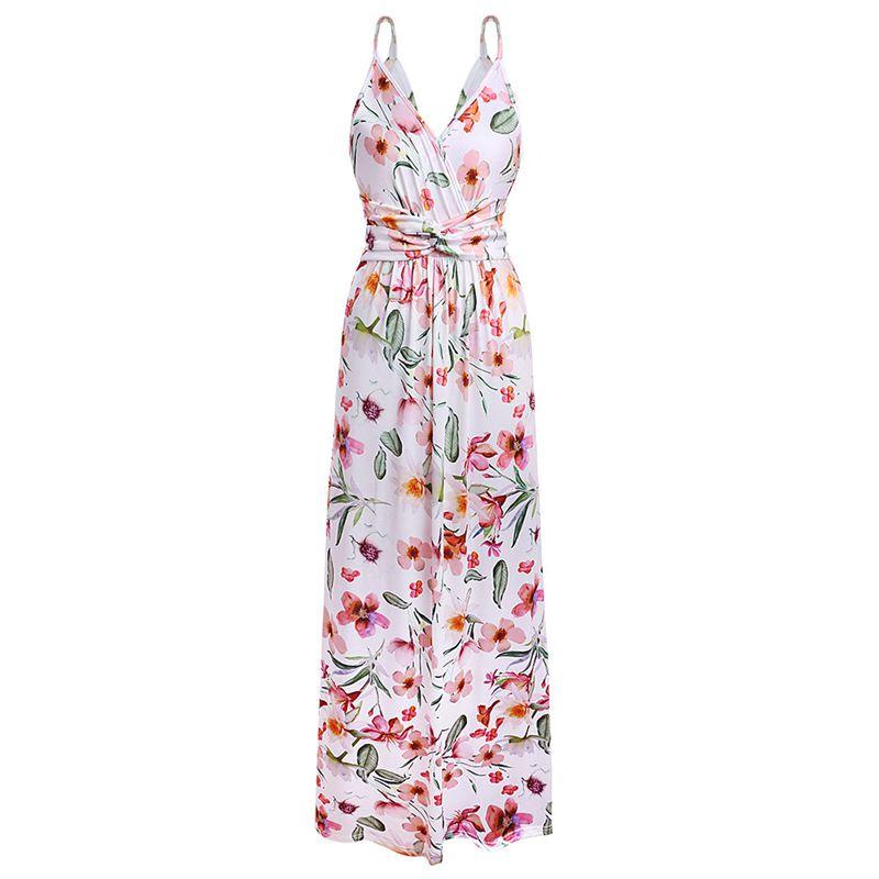 Elegant Women's Boho Long Maxi Dress With Floral Prints For Summer Parties And Beach Events