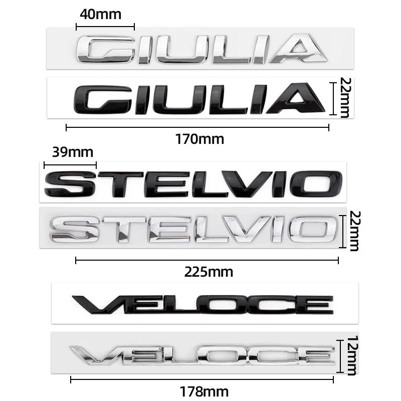 3D ABS Lucido Argentato Nero Q2 Q4 Ti Veloce Giulia Stelvio Emblema Lettere Emblema Cofano Adesivi Auto Per Accessori Alfa Romeo WQ4