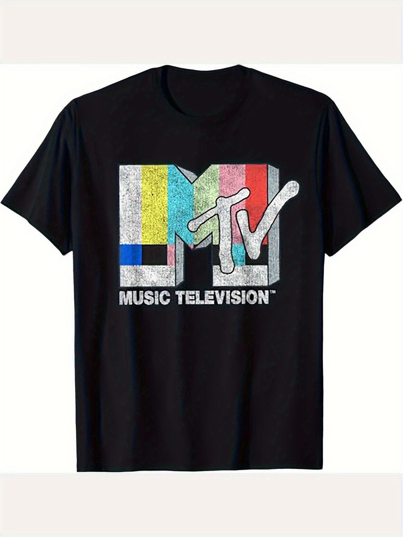 Retro MTV Logo Black T-shirt- Classic Fit XXL