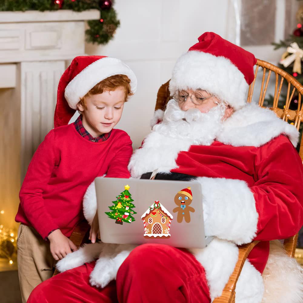 8/16/24pcs Christmas Puzzle Stickers Make A Face Santa Claus DIY Waterproof Kids Jigsaw Games Sticker Children Party Decor Toy