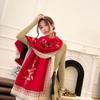 Gradual change flower imitation cashmere scarf women's high sense double-sided jacquard shawl retro scarf