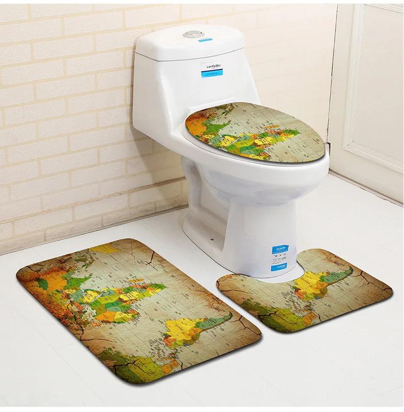 3D Ocean Seabed Animals Toilet Cover Bath Mat Sets Fish Dolphin Printed Bathroom Curtain Set Waterproof Fabric Shower Curtains