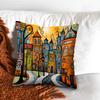1 Pezzo Federa per Cuscino Decorativa a Tema Città Fantasiosa, Adatta per Divano, Camera da Letto, Soggiorno, Un Regalo Creativo per gli Amanti dell'Arte.