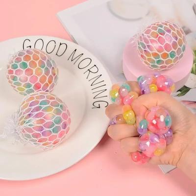 Rainbow Bead Stress Ball Squishy Balls Fidget for Adults Stress Relief Sensory Sticky Balls Squeeze Balls Party Favors & Gifts