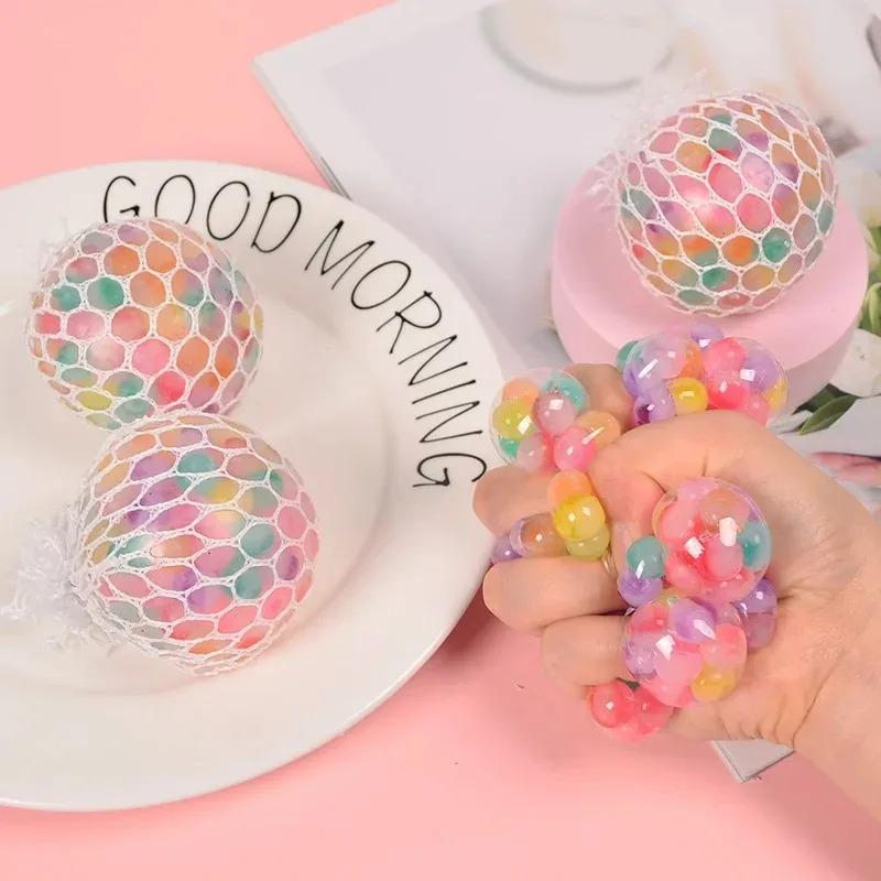 Rainbow Bead Stress Ball Squishy Balls Fidget for Adults Stress Relief Sensory Sticky Balls Squeeze Balls Party Favors & Gifts