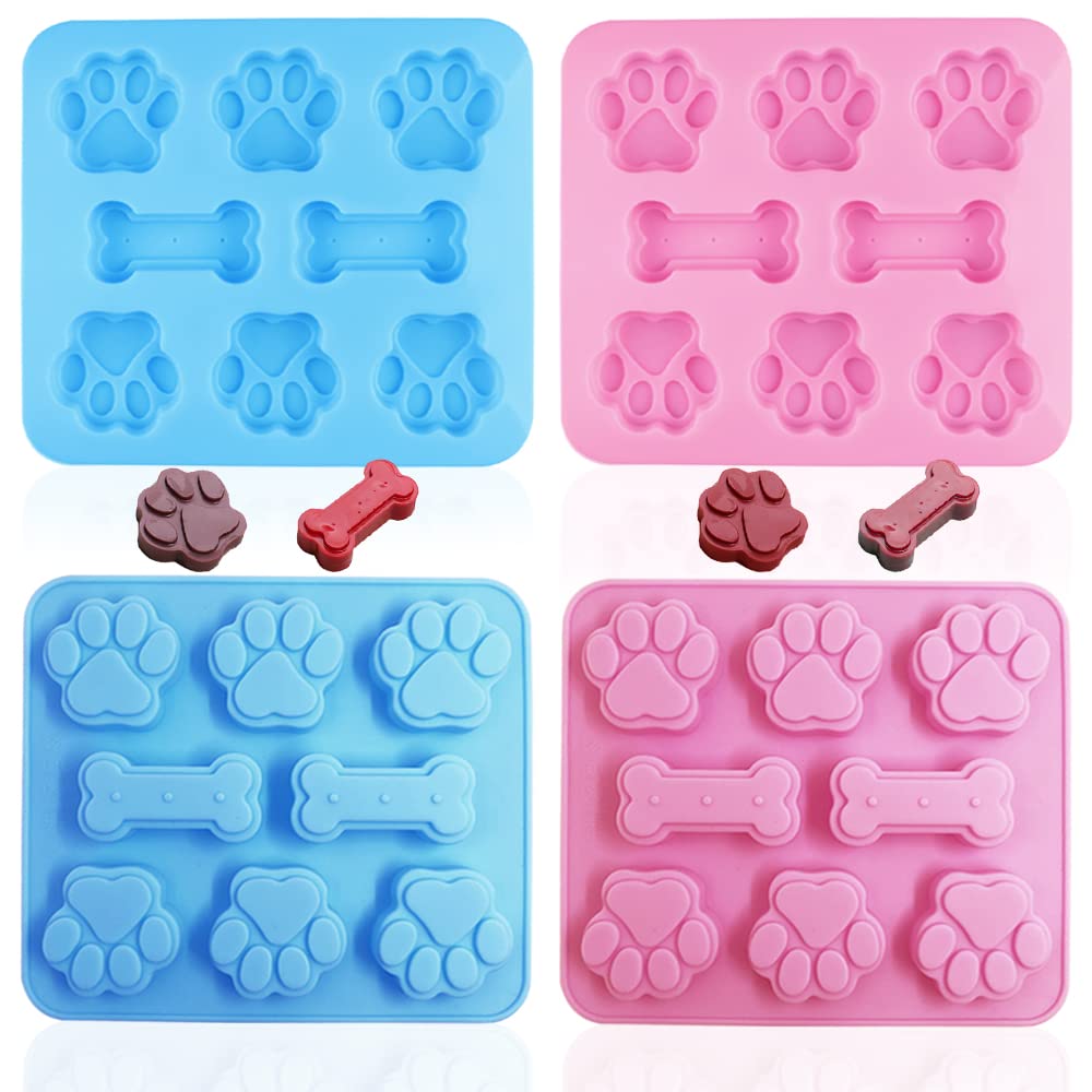 Cartoon Dog Footprints Silicone Cake Mold Done Creative Cookies, Cartoon Dog Bones Dog PAWS ice Cube Mold Gummy Pudding Jelly Ch