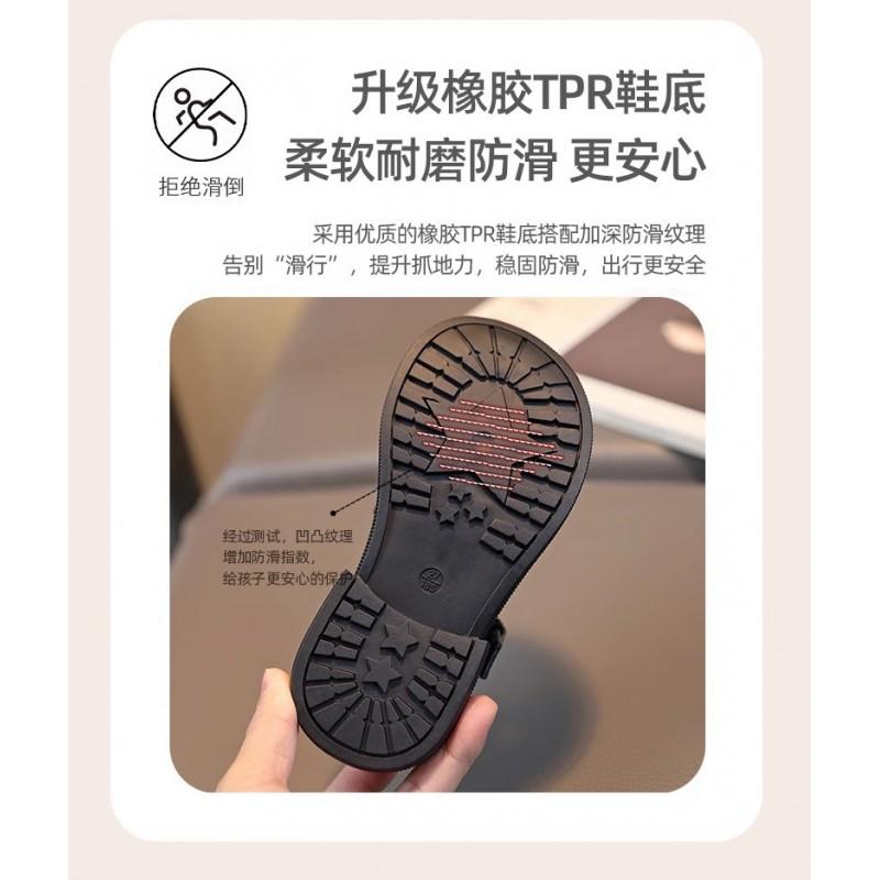 Youth Style Shoes Girls Black Leatherette Flat Shoes Fall Casual Wear Soft Sole Princess Style Slip-On Kids