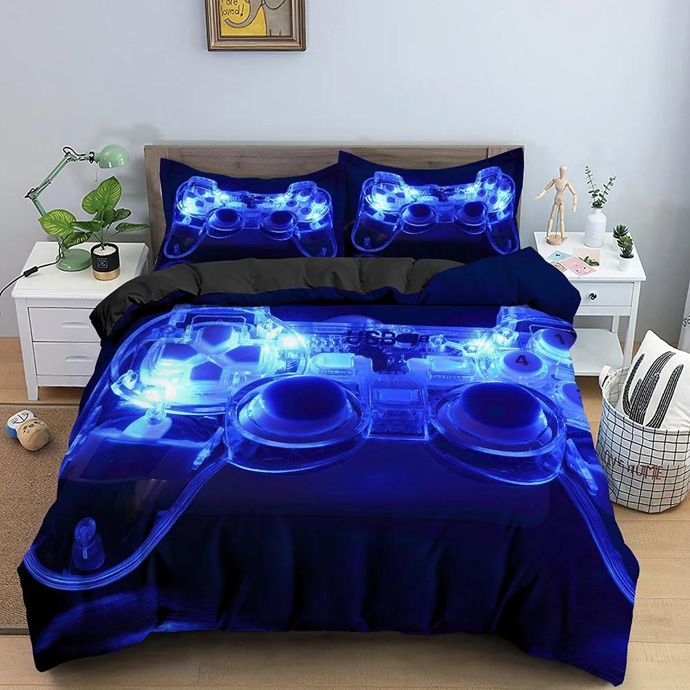 Game Console Neon Contrast Color Handle Comfortable Duvet Cover Pillowcase Bedding Set Children Bedroom Decoration Home Textile