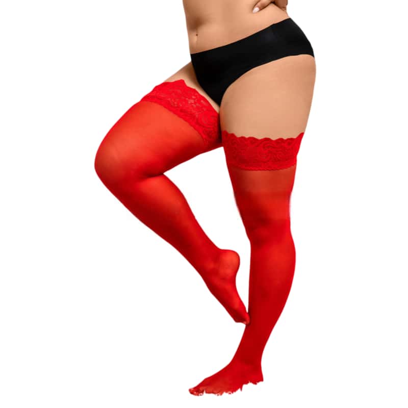 Übergröße Sexy Lolita Mädchen Kniehoch Spitzenoberteil Anti-Rutsch Fischernetz Lange Socken Oberschenkelhoch Netzstrümpfe für Damen XXL Schwarz Weiß