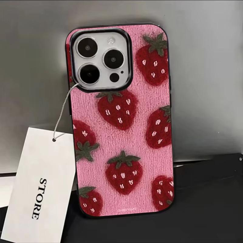 Adorable Korean-Style Strawberry Phone Case for Samsung Galaxy A56 A55 A36 A35 A26 A25 A15 5G A24 A23 A22 A52 A71 A72 4G Cover
