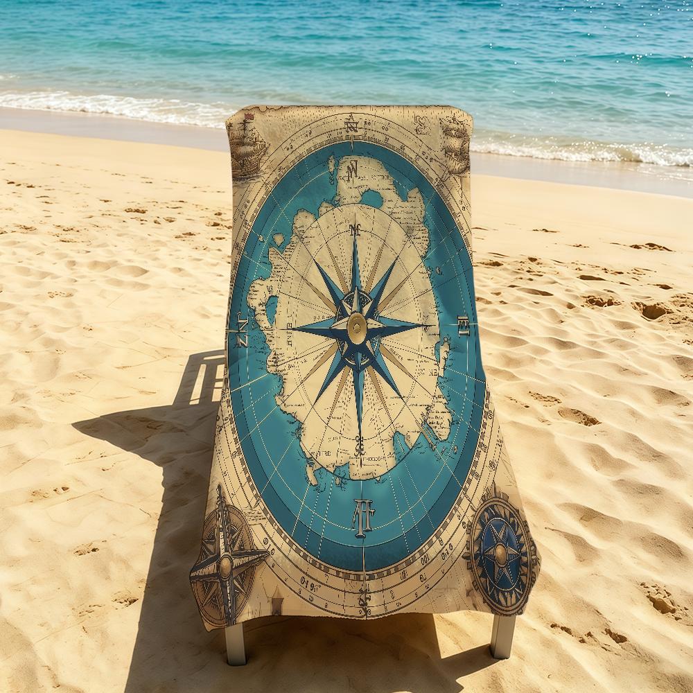 Towel For Outdoor Camping Beach Retro Towel World Map Super and Absorbent Quick-Drying Compass Summer Towel