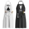 Protective Cooking Apron Adjustable Neck Strap With King Queen Mr Mrs Letter Design for Couple, Husband, Wife