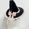 Elegant Witch Hat With Bowknot - Spooky Halloween Costume Accessory For Women, Ruched Adjustable Wizard Hat Party Supplies