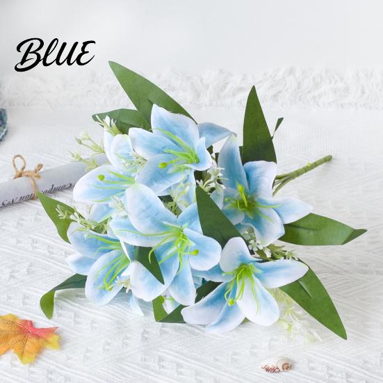 Simulation Flower 1Pc Artificial Lilies Realistic No Withering Non-fading Single Branch Multi-fork Artistic