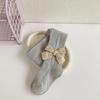 2024 Spring & Autumn Cable Knit Bow Leggings for Girls - Striped Tights with Open Crotch