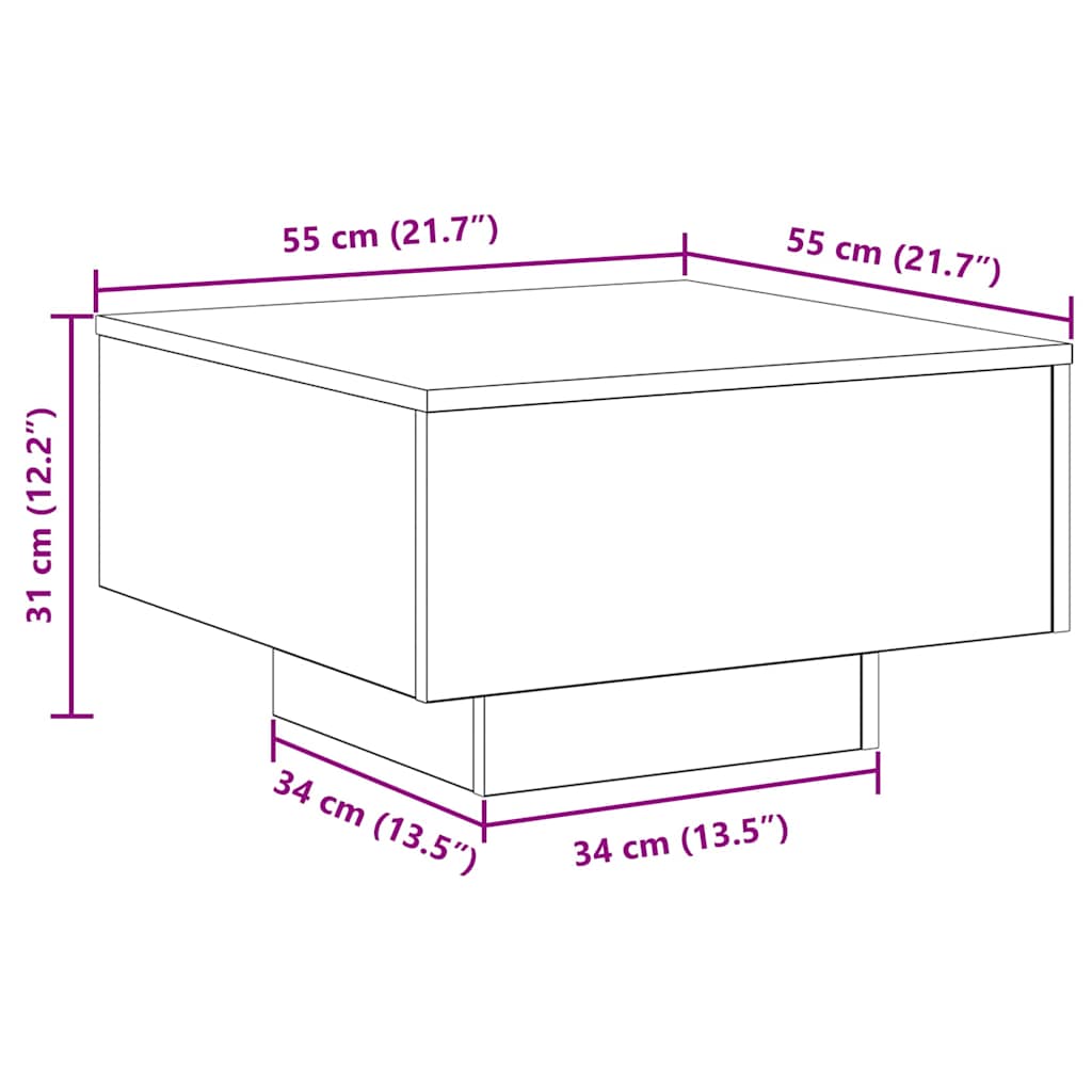 Coffee Table Reclaimed Wood Look 55 X 55 X 31 Cm