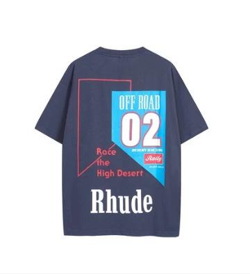 23SS cross-border European and American tide brand RHUDE micro-standard track letter printing short-sleeved t-shirt men's and women's high street 