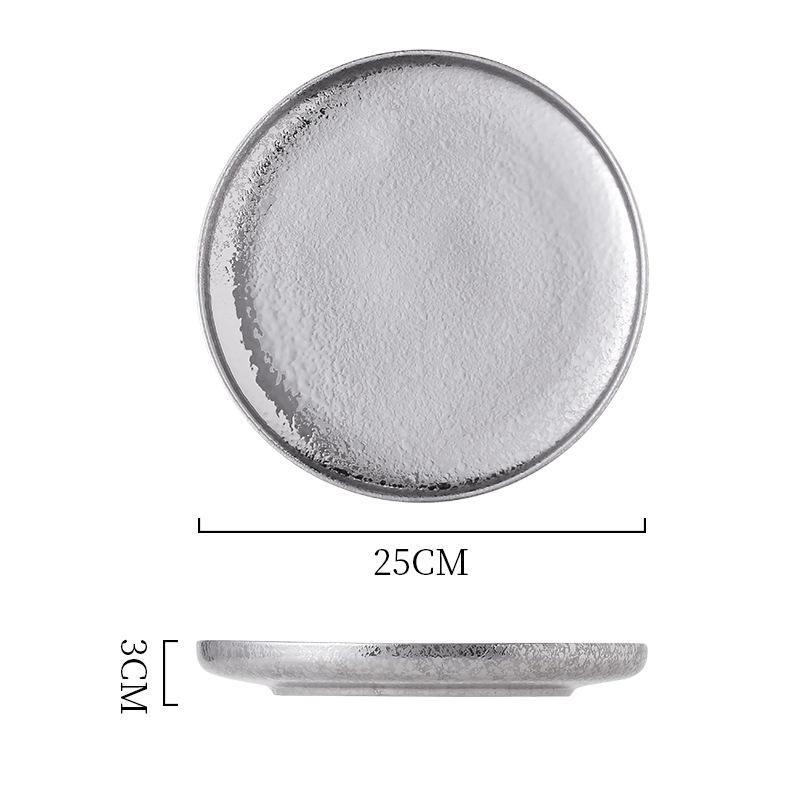 Electroplated Ceramic Plate Gold And Silver Plate Pendulum Decorative Plate Western Food Nordic Disc Light Luxury Tableware