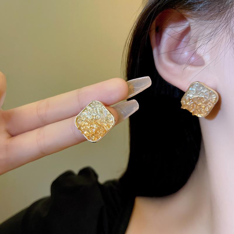 Geometric Color Square Earrings Women's Light Luxury Design Stud Earrings Ears