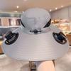 Buckle Hat with Dual Fans Large Battery Solar Charging Full-Face Sun Protection Large Brim Sun Hat Adjustable Drawstring Walking Cooling Hat