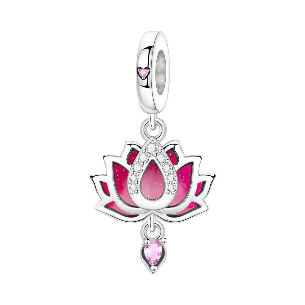 925 Silver Iris Cherry Blossom Beaded Pendant Bracelet Necklace Set Jewelry Accessories