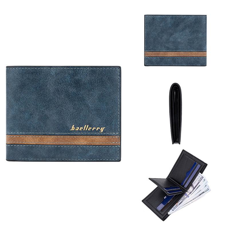 Baellerry Men Short Wallets Vintage Design Artificial Leather Trifold Wallet Fashion Card Holder Purse