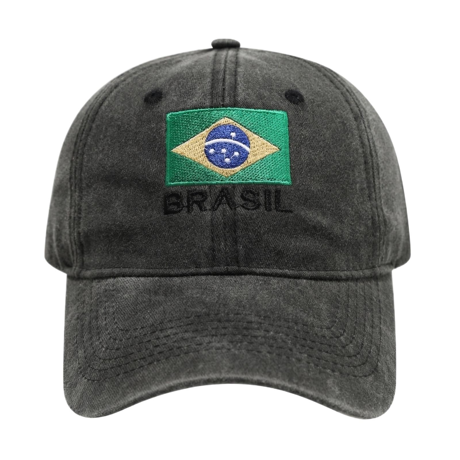 

Adjustable Baseball with Embroidered Flag Design Unisex Cotton Casual Hat for Outdoor Activities One Size чёрный