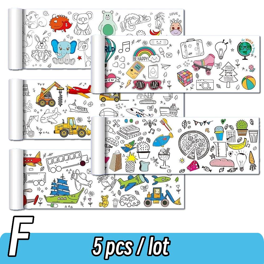 Rollo de papel para colorear de 90 cm con diseño de animales para niños, ideal para rellenar con colores, grafiti, recortes de papel, pintura, material educativo escolar.