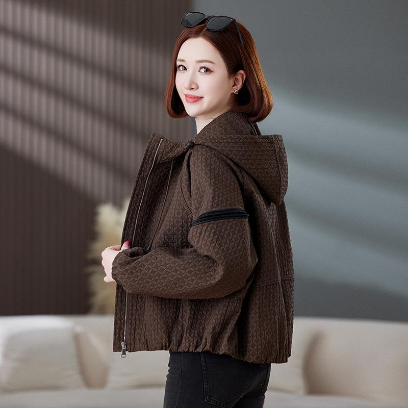 

тренч женский короткий весна и осень новый повседневный большой размер толстый мм топ ранняя осень короткое пальто XL темно-коричневого