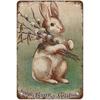 Vintage Bunny Easter Spring Farmhouse Country Charm Poster Metal Tin Sign for Home Family Gift Bedroom Parlor Yard Wall Decor