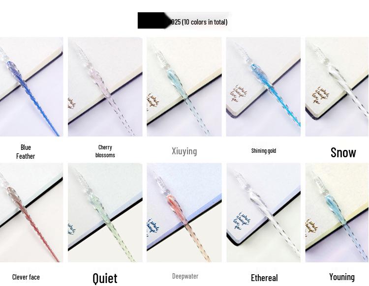 Farbige Glas-Dip-Feder Geschenkbox - Signatur & Kreativer Swatch-Stift