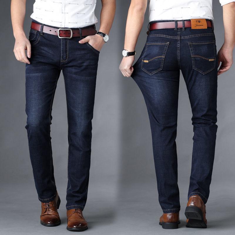Men's Comfortable High-Waist Summer Denim Jeans - Casual Loose Straight-Leg Wear-Resistant Pants