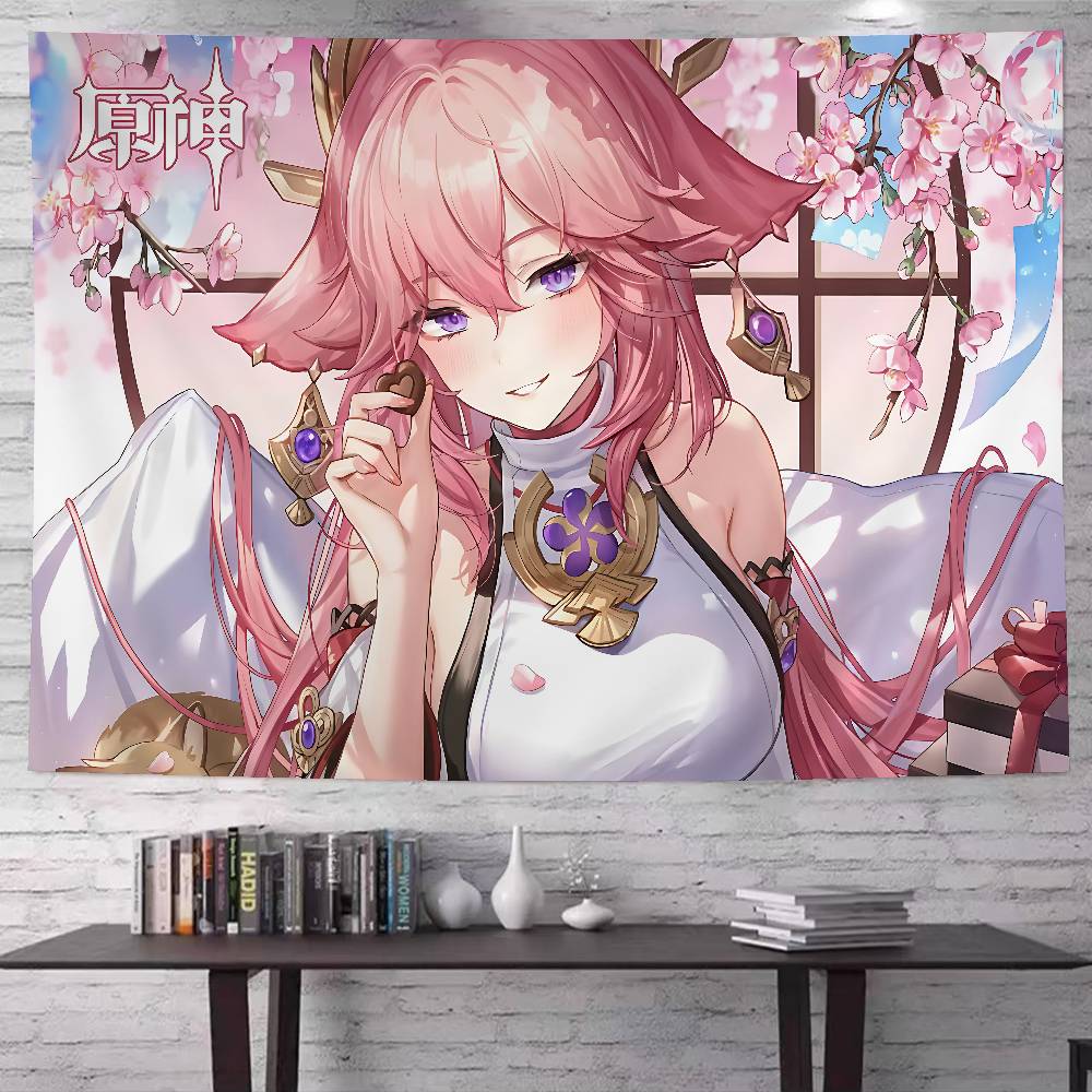 Genshin Impact Game Cartoon Tapestry Art Science Fiction Room Home Decor Wall Hanging Home Decor