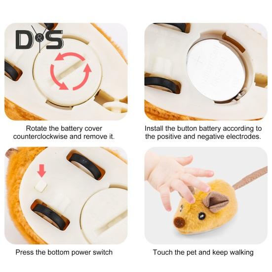 Interactive Mouse Moving Cat Toy Rechargeable Automatic Moving Plush Mice for Indoor Cats Touch Activated Squeaky Toy with Remote Control