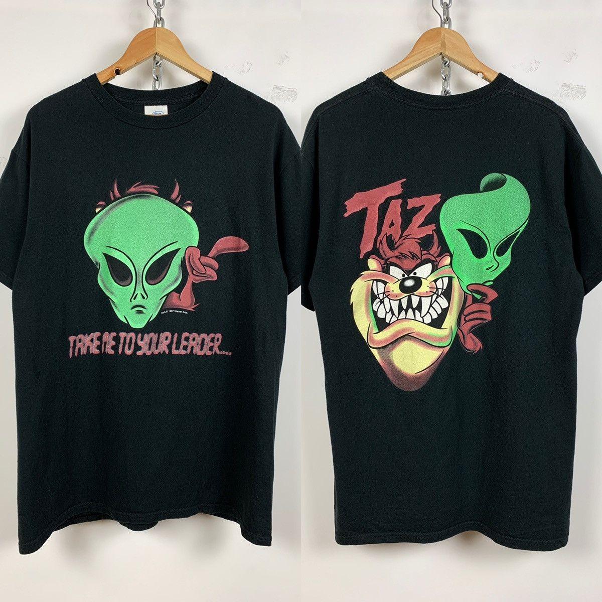 1997 Vintage Taz Alien Take Me To Your Leader Black Size L Unisex T-Shirt S