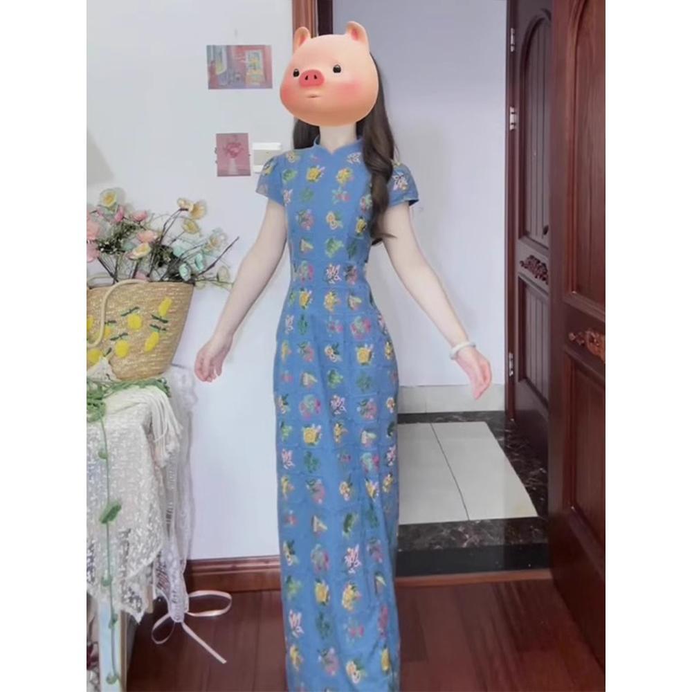 Retro Floral Dress Summer Casual Beauty Slim Temperament Improved Cheongsam Skirt