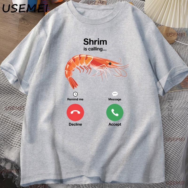 Garnelen-Ruf-Spaß T-Shirt Humorvoll Kurzarm 2026 Neu Heißverkauf Herren Damen Lässig Rundhals Muster T-Shirt Y2k