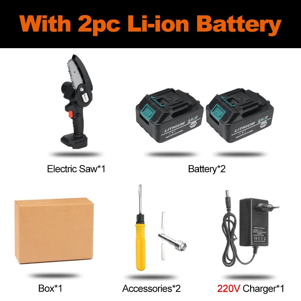 1200W 4 Inches Mini Electric Chain Saw Woodworking Purning Garden Logging Power Tools Adapt to Battery 288Vf