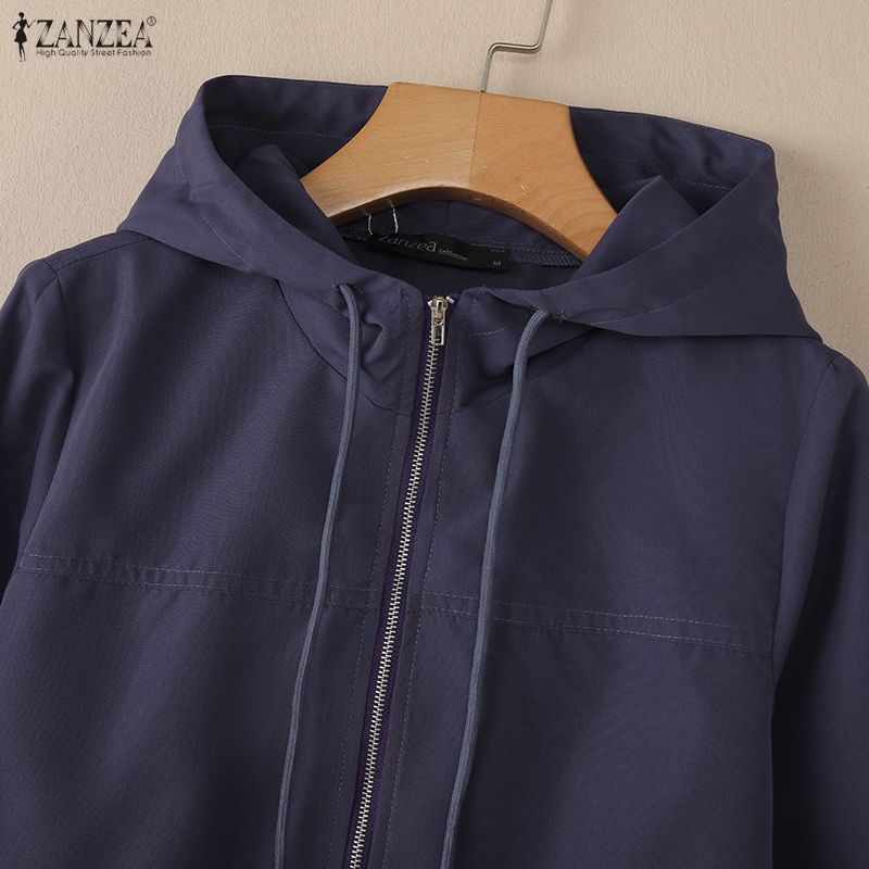 ZANZEA Womens Autumn Casual Long Sleeve Hoodies Thin Jackets