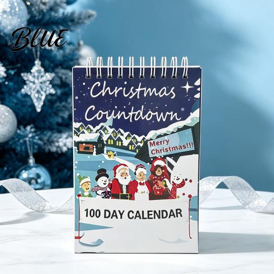 Compact Holiday Calendar 2027 Christmas Advent Countdown Calendar 100 Days Desktop Day Planner Paper Flip Desk for Home Office Decor Gift Kids