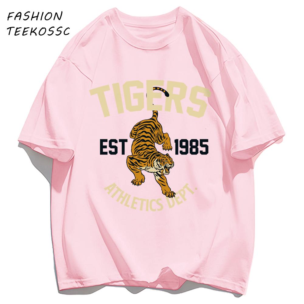 Tigers Est 1985 Sport Pattern T Shirt Men Comfortable Loose TShirt Summer Casual Y2K Short Sleeve Cotton AllMatch Clothes