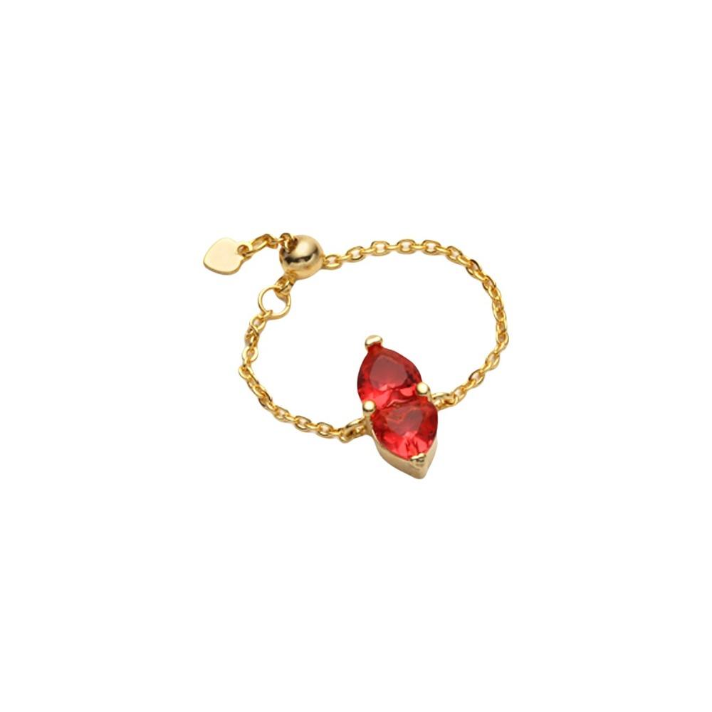 Double Heart Adjustable Chain Ring Minimalist Elegant Women Link Chain Ring Exquisite Simple Finger Jewelry Girls Gift
