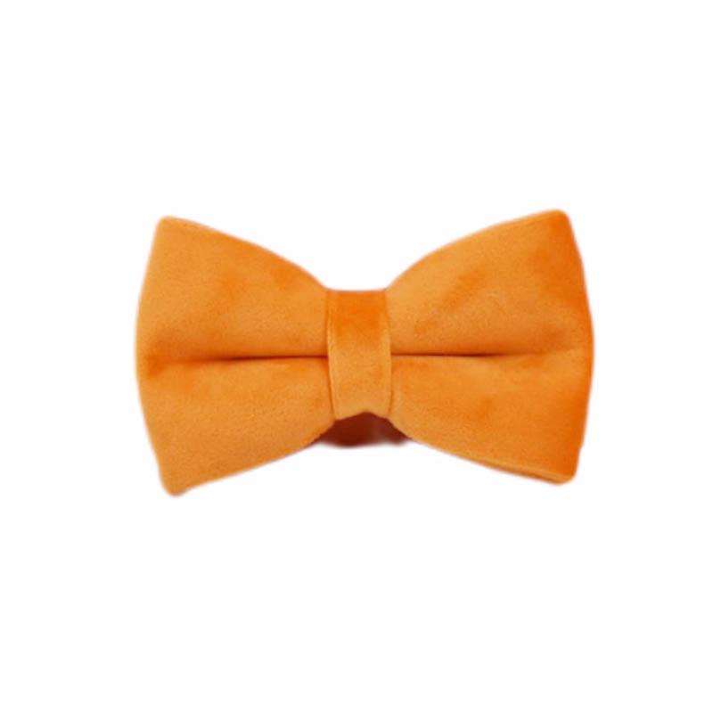 Orange Velvet Dog Collar with Bowknot and Leash Set XS